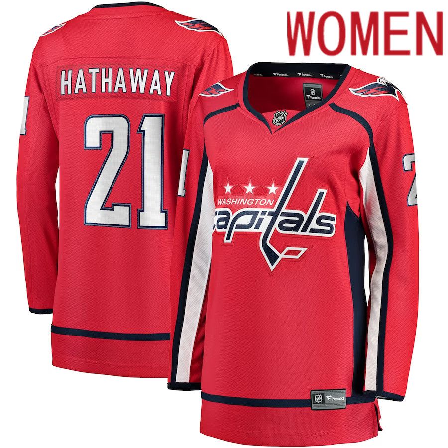 Women Washington Capitals #21 Garnet Hathaway Fanatics Branded Red Home Breakaway NHL Jersey